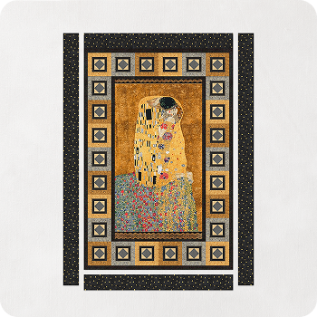 Druhý krok prišívania pásov z látky Klimt